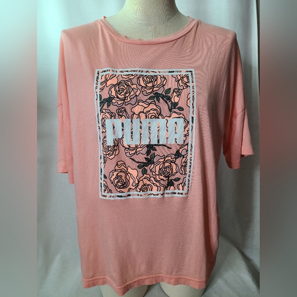 PUMA drop shoulder coral T- shirt size medium womens - Picture 1 of 4